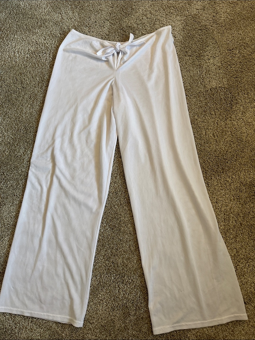 White Wide-Leg Tie-Waist Lounge Pants